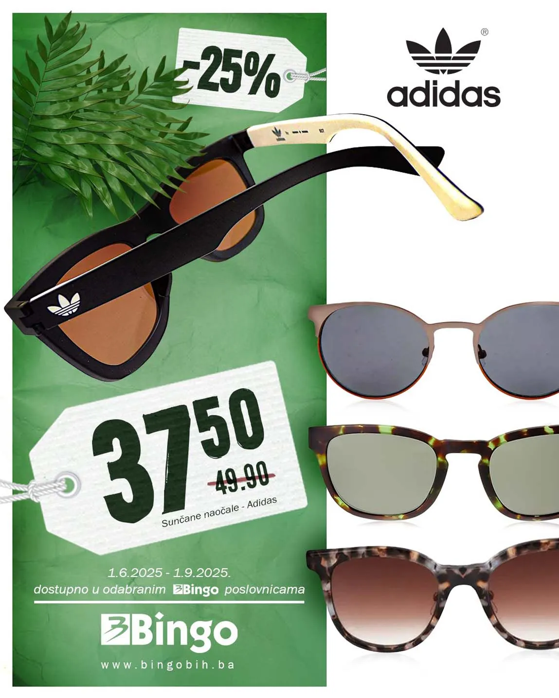 Bingo akcija Naočale ADIDAS sniženja do 01.09.2025