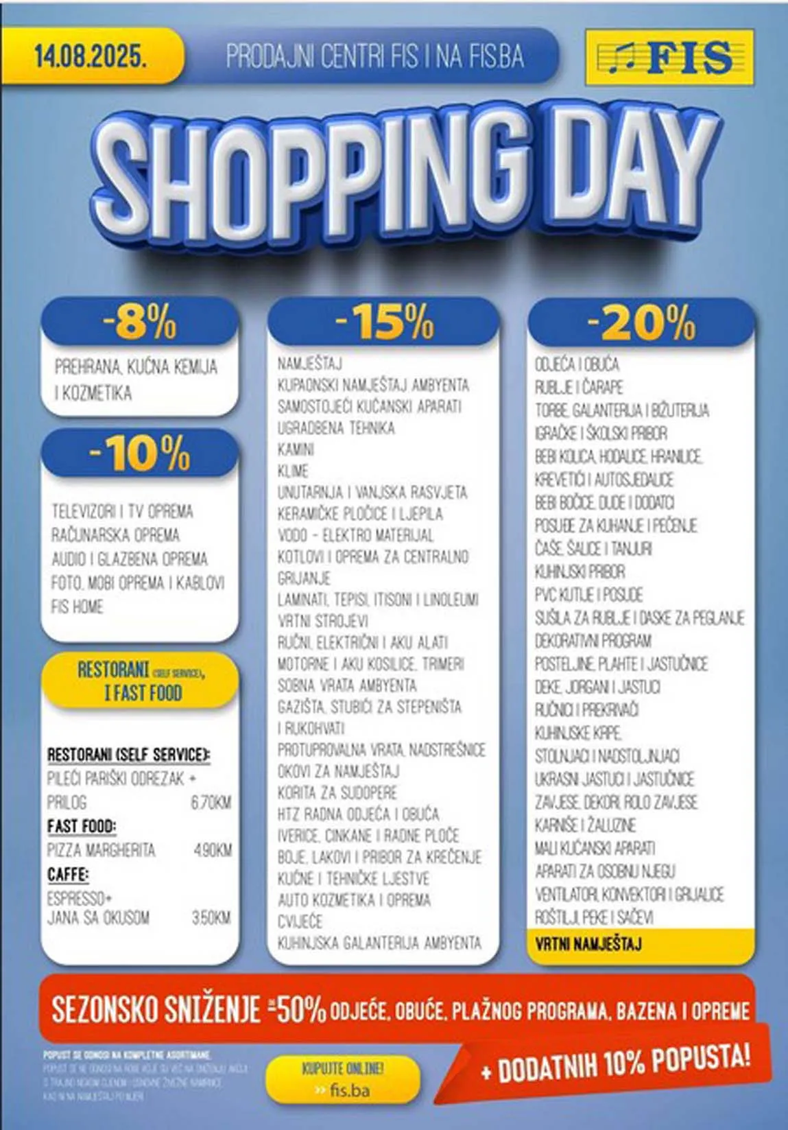 FIS Shopping Day – Popusti do 50% + dodatni popusti na odabrane kategorije